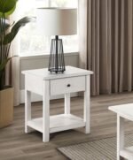 PAYNE 1-DRAWER WOOD END TABLE WITH SHELF DISTRESSED WHITE - Image 2
