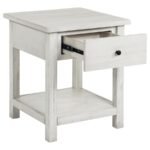 PAYNE 1-DRAWER WOOD END TABLE WITH SHELF DISTRESSED WHITE - Image 3