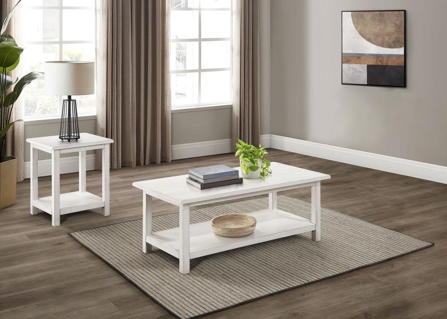 710558-S2A_01x900.jpg PAYNE 2-PIECE COFFEE AND END TABLE SET DISTRESSED WHITE - Image 1