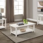 PAYNE 3-PIECE COFFEE AND END TABLE SET DISTRESSED WHITE