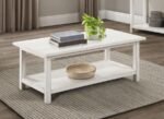 PAYNE WOOD COFFEE TABLE WITH SHELF DISTRESSED WHITE - Image 2