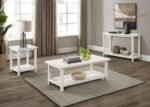PAYNE WOOD COFFEE TABLE WITH SHELF DISTRESSED WHITE - Image 8