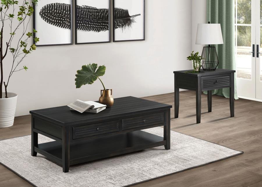 710578-S2_01x900.jpg CONCORD 2-PIECE COFFEE AND END TABLE SET DISTRESSED JAVA - Image 1