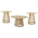 TOUHY 3-PIECE ROUND COFFEE AND END TABLE SET NATURAL MANGO - Image 2