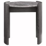 GLADSTONE ROUND FAUX MARBLE TOP END TABLE DISTRESSED GREY - Image 3