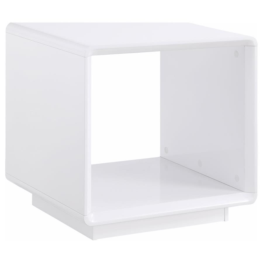 710767_02x900.jpg PASEO SQUARE END SIDE TABLE WHITE HIGH GLOSS - Image 1