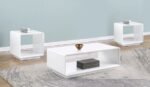PASEO 3-PIECE COFFEE AND END TABLE SET WHITE HIGH GLOSS