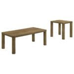 CASTLEWOOD 2-PIECE COCKTAIL COFFEE TABLE SET BROWN OAK - Image 2