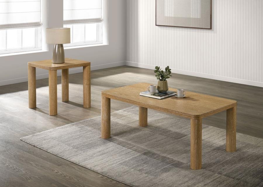 710868-S2_01x900.jpg CASTLEWOOD 2-PIECE COCKTAIL COFFEE TABLE SET LIGHT OAK - Image 1