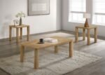 CASTLEWOOD 3-PIECE COCKTAIL COFFEE TABLE SET LIGHT OAK