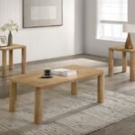 CASTLEWOOD 3-PIECE COCKTAIL COFFEE TABLE SET LIGHT OAK