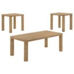 CASTLEWOOD 3-PIECE COCKTAIL COFFEE TABLE SET LIGHT OAK - Image 2
