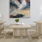 DEVAR 3-PIECE SQUARE COFFEE END TABLE SET DISTRESSED PINE