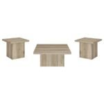DEVAR 3-PIECE SQUARE COFFEE END TABLE SET DISTRESSED PINE - Image 2