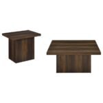 DEVAR 2-PIECE SQUARE COFFEE AND END TABLE SET DARK PINE - Image 2