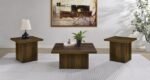 DEVAR 3-PIECE SQUARE COFFEE AND END TABLE SET DARK PINE