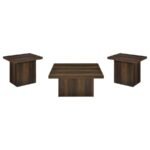 DEVAR 3-PIECE SQUARE COFFEE AND END TABLE SET DARK PINE - Image 2