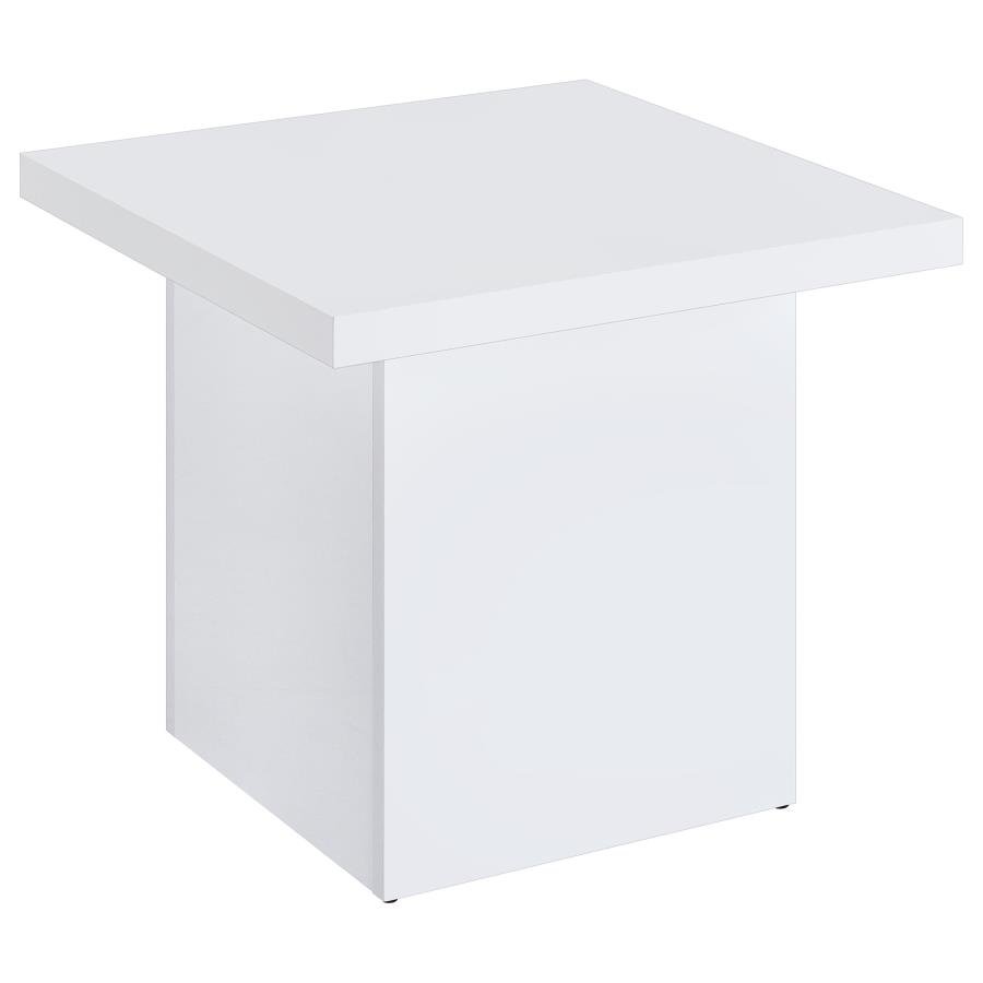 710897_02x900.jpg DEVAR SQUARE ENGINEERED WOOD SIDE END TABLE WHITE HIGH GLOSS - Image 1