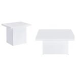 DEVAR 2-PIECE SQUARE COFFEE END TABLE SET WHITE HIGH GLOSS - Image 2
