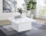 DEVAR SQUARE ENGINEERED WOOD COFFEE TABLE WHITE HIGH GLOSS - Image 2