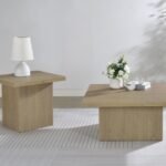 DEVAR 2-PIECE SQUARE COCKTAIL COFFEE END TABLE SET LATTE