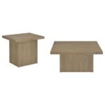 DEVAR 2-PIECE SQUARE COCKTAIL COFFEE END TABLE SET LATTE - Image 2