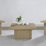 DEVAR 3-PIECE SQUARE COCKTAIL COFFEE END TABLE SET LATTE