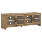 BRENHAM 79-INCH 4-DOOR TV STAND MEDIA CONSOLE WASHED OAK