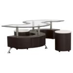 BUCKLEY 3-PIECE COFFEE TABLE AND STOOLS SET CAPPUCCINO