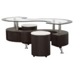 BUCKLEY 3-PIECE COFFEE TABLE AND STOOLS SET CAPPUCCINO - Image 4