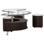 BUCKLEY 3-PIECE COFFEE TABLE AND STOOLS SET CAPPUCCINO - Image 5
