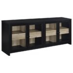 DENISON 79-INCH 4-DOOR TV STAND MEDIA CONSOLE BLACK