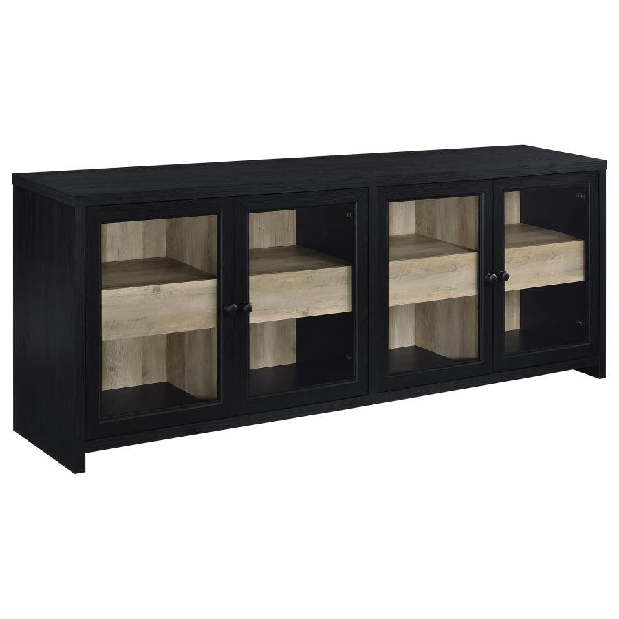 720223_02x900.jpg DENISON 79-INCH 4-DOOR TV STAND MEDIA CONSOLE BLACK - Image 1