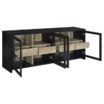 DENISON 79-INCH 4-DOOR TV STAND MEDIA CONSOLE BLACK - Image 3