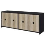 DENISON 79-INCH 4-DOOR TV STAND MEDIA CONSOLE BLACK - Image 8