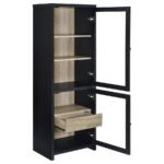 DENISON 67-INCH 2-DOOR MEDIA TOWER STORAGE CABINET BLACK - Image 3