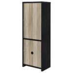 DENISON 67-INCH 2-DOOR MEDIA TOWER STORAGE CABINET BLACK - Image 8