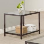TRINI 1-SHELF GLASS TOP SIDE END TABLE BLACK NICKEL - Image 2