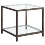 TRINI 1-SHELF GLASS TOP SIDE END TABLE BLACK NICKEL