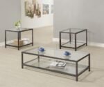 TRINI 3-PIECE COFFEE AND END TABLE SET BLACK NICKEL
