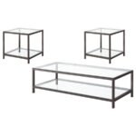 TRINI 3-PIECE COFFEE AND END TABLE SET BLACK NICKEL - Image 2