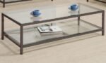 TRINI 1-SHELF GLASS TOP COFFEE TABLE BLACK NICKEL - Image 2