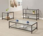 TRINI 1-SHELF GLASS TOP COFFEE TABLE BLACK NICKEL - Image 4