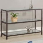 TRINI 2-SHELF GLASS TOP ENTRYWAY CONSOLE TABLE BLACK NICKEL - Image 2