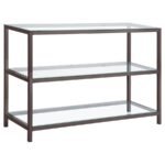 TRINI 2-SHELF GLASS TOP ENTRYWAY CONSOLE TABLE BLACK NICKEL