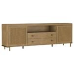 ARINI RATTAN CANE 2-DOOR TV STAND MEDIA CONSOLE SAND WASH