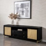 ARINI RATTAN CANE 2-DOOR TV STAND MEDIA CONSOLE BLACK - Image 2