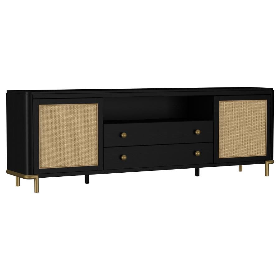 720263_02x900.jpg ARINI RATTAN CANE 2-DOOR TV STAND MEDIA CONSOLE BLACK - Image 1