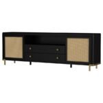 ARINI RATTAN CANE 2-DOOR TV STAND MEDIA CONSOLE BLACK - Image 5