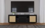 ARINI RATTAN CANE 2-DOOR TV STAND MEDIA CONSOLE BLACK - Image 15
